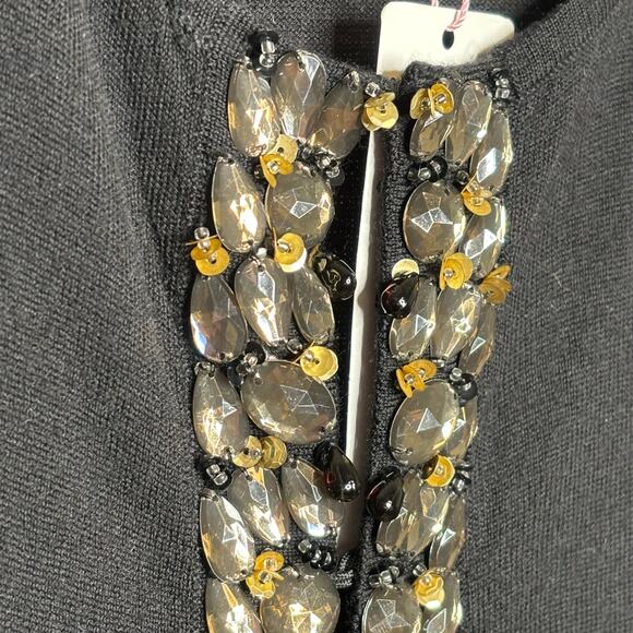 Basler Black Lavish Luxury Beaded 100% Virgin Wool Cardigan New Size 46/16 - Picture 9 of 9